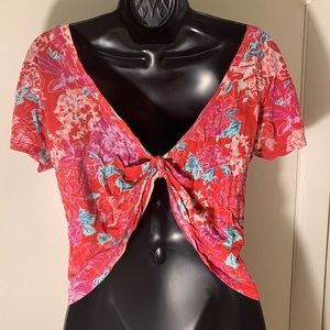 Red and pink, knot in the back crop top